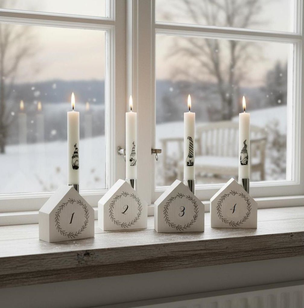 KisHáz Adventi gyertyatartó szett - manós KisHáz Adventi gyertyatartó szett - manós