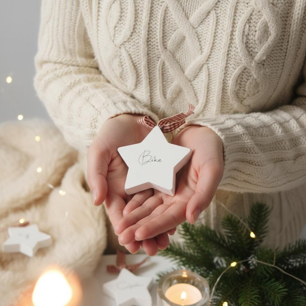 Mini fehér csillag függő – letisztult, személyre szabható