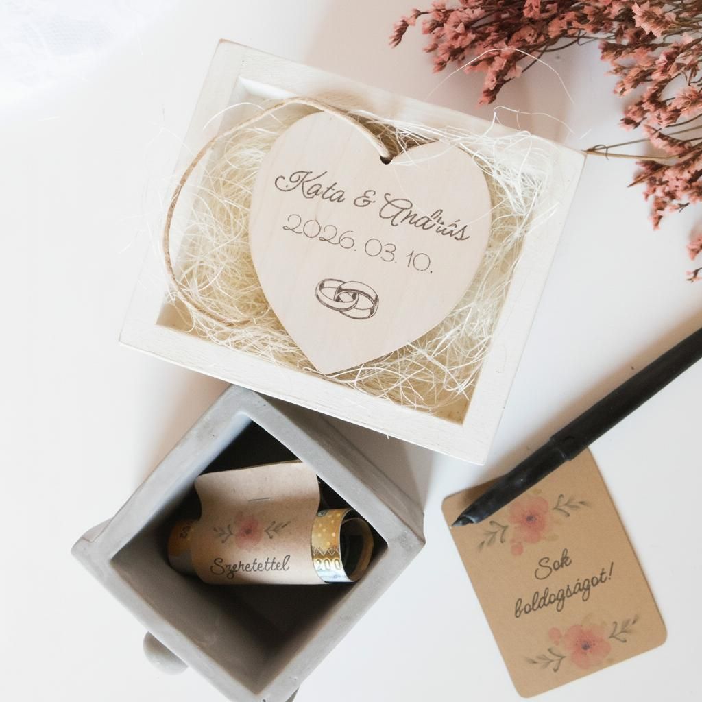 Cement fiókos esküvői pénzátadó doboz